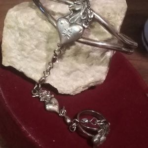 Unicorn  theme "slave chain" cuff and ring set